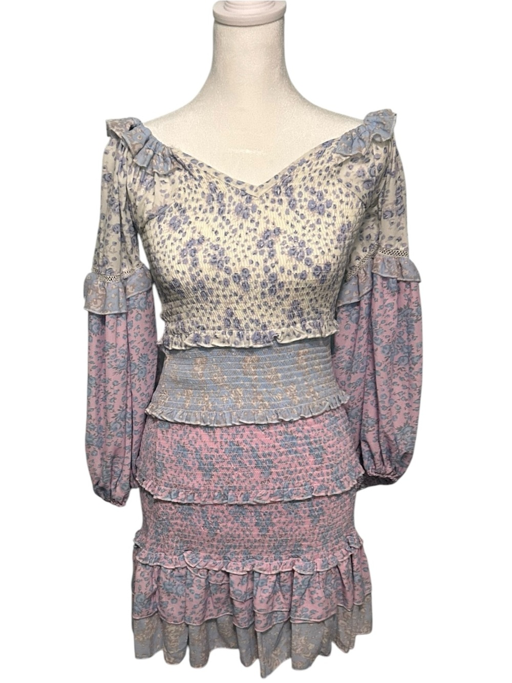 Yvonne & Love Cottagecore Floral Smocked Mini Dress Size Small
